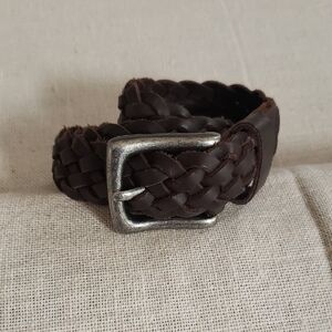 Gap Kid's Braided Leather Belt Brown Silver Buckle Casual